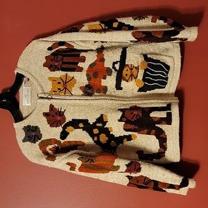 Vintage Crazy Cat Lady Sweater Medium Zipper